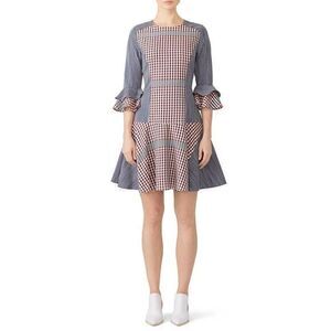 BADGLEY MISHKA Blue Mixed Gingham Dress Size6